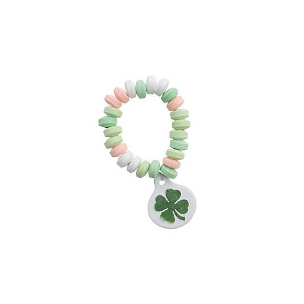St. Patrick's Day Candy Bracelets with Shamrock Charms: 12-Piece Box - Candy Warehouse