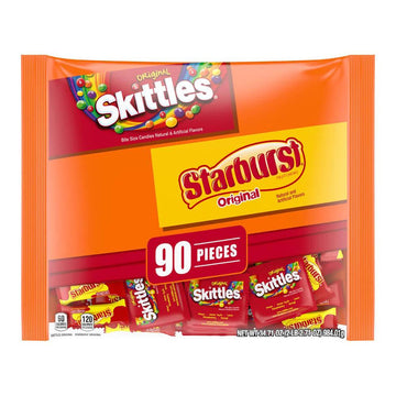 Starburst and Skittles Fun Size Candy Packs: 90-Piece Bag - Candy Warehouse
