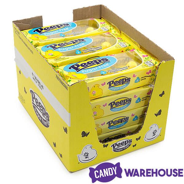 Sugar Free Peeps Yellow Marshmallow Chicks 3-Piece Packs: 12-Piece Case - Candy Warehouse