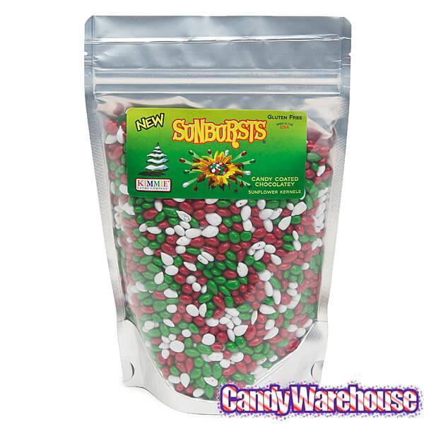 Sunbursts Chocolate Sunflower Seeds - Christmas Colors Assortment: 1LB Bag - Candy Warehouse
