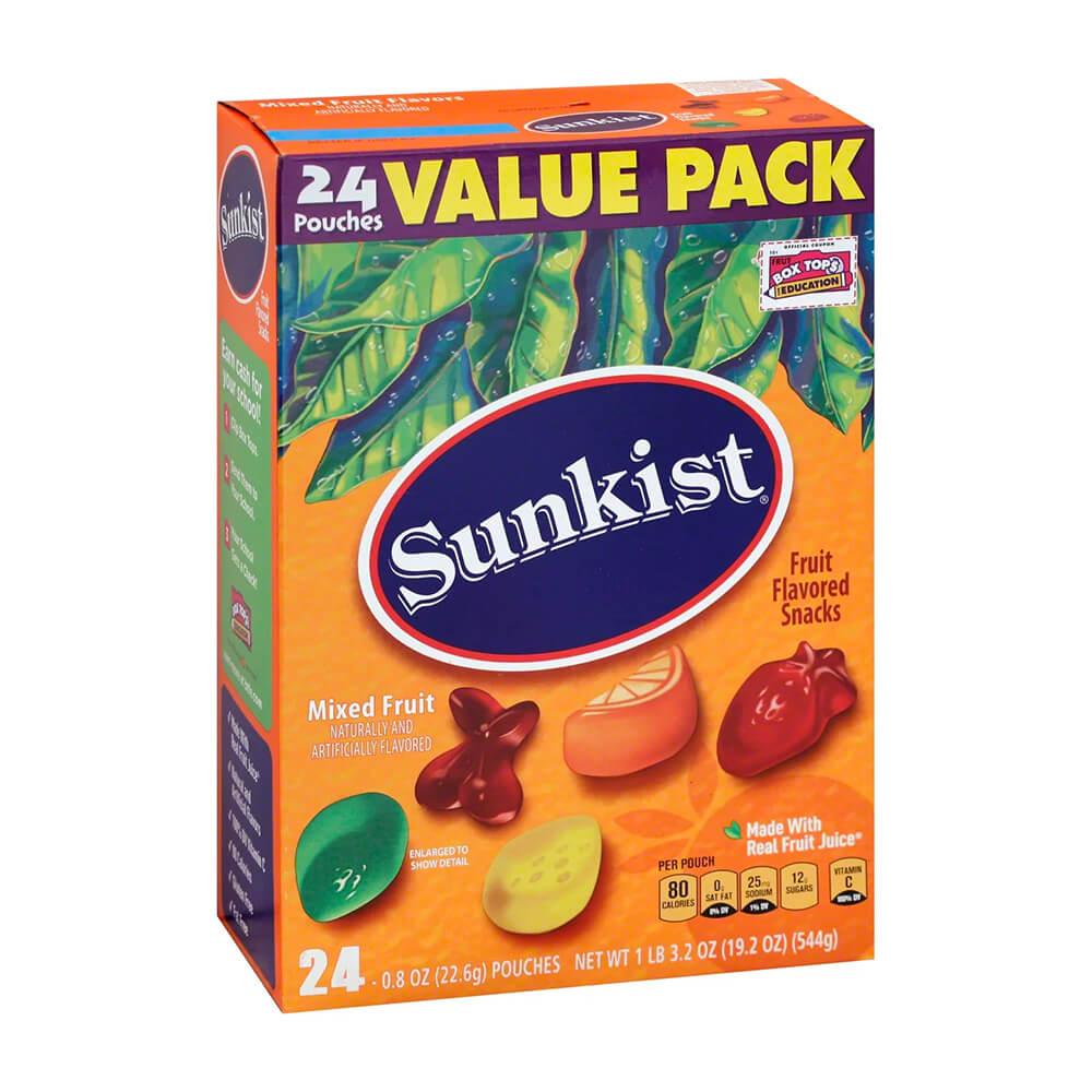 Sunkist Fruit Snacks - Mixed Fruit: 24-Piece Box - Candy Warehouse