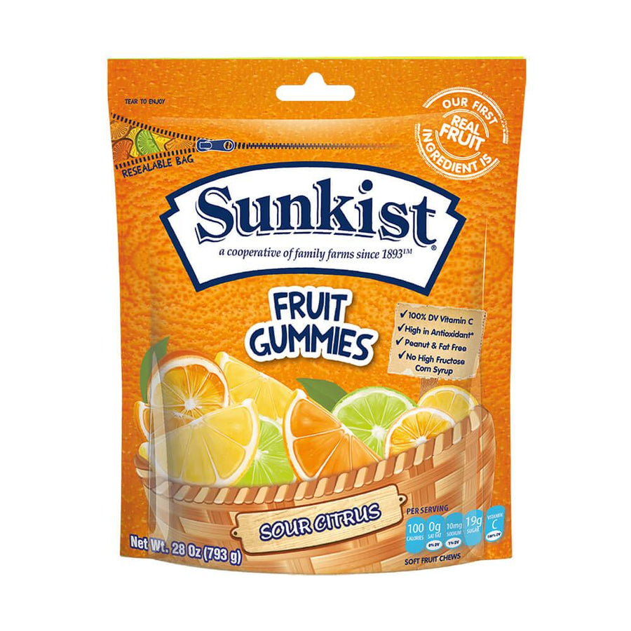 Sunkist® Fruit Gummies - Sour Citrus: 28-Ounce Bag - Candy Warehouse