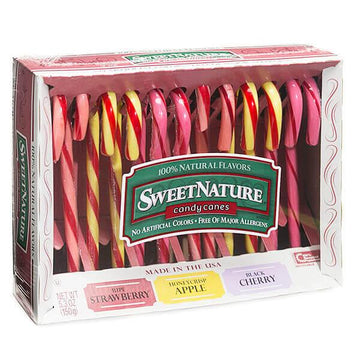 Sweet Nature Candy Canes - Assorted Fruit: 12-Piece Box - Candy Warehouse