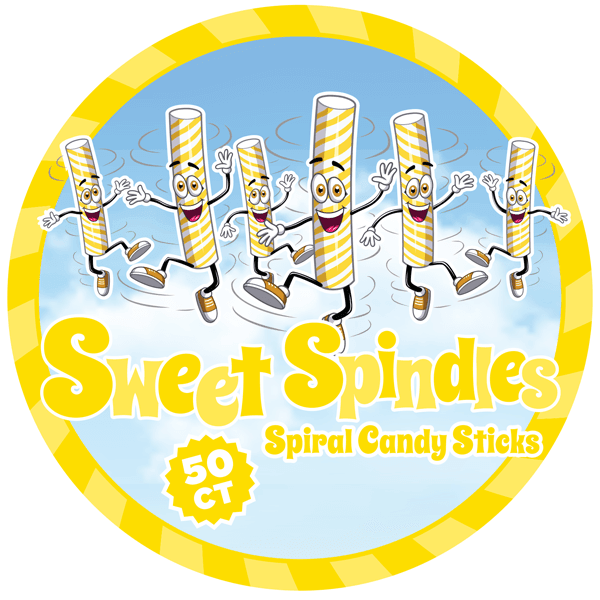Sweet Spindles Mini Hard Candy Sticks - Banana: 50-Piece Jar - Candy Warehouse