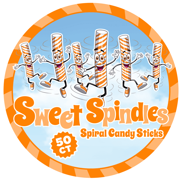 Sweet Spindles Mini Hard Candy Sticks - Orange: 50-Piece Jar - Candy Warehouse