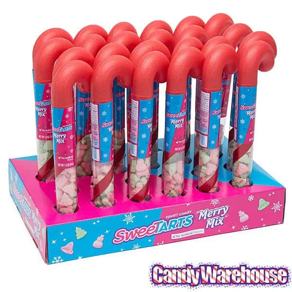 SweeTarts Candy Filled Plastic Candy Cane Tubes 24Piece Box Candy