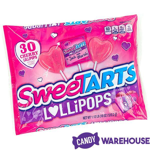 SweeTarts Heart Lollipops: 30-Piece Bag - Candy Warehouse