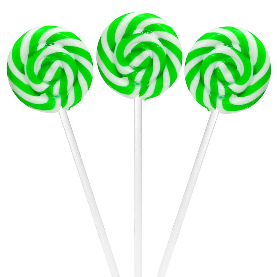 Swipple Pops Petite Swirl Ripple Lollipops - Green Lime: 60-Piece Tub - Candy Warehouse