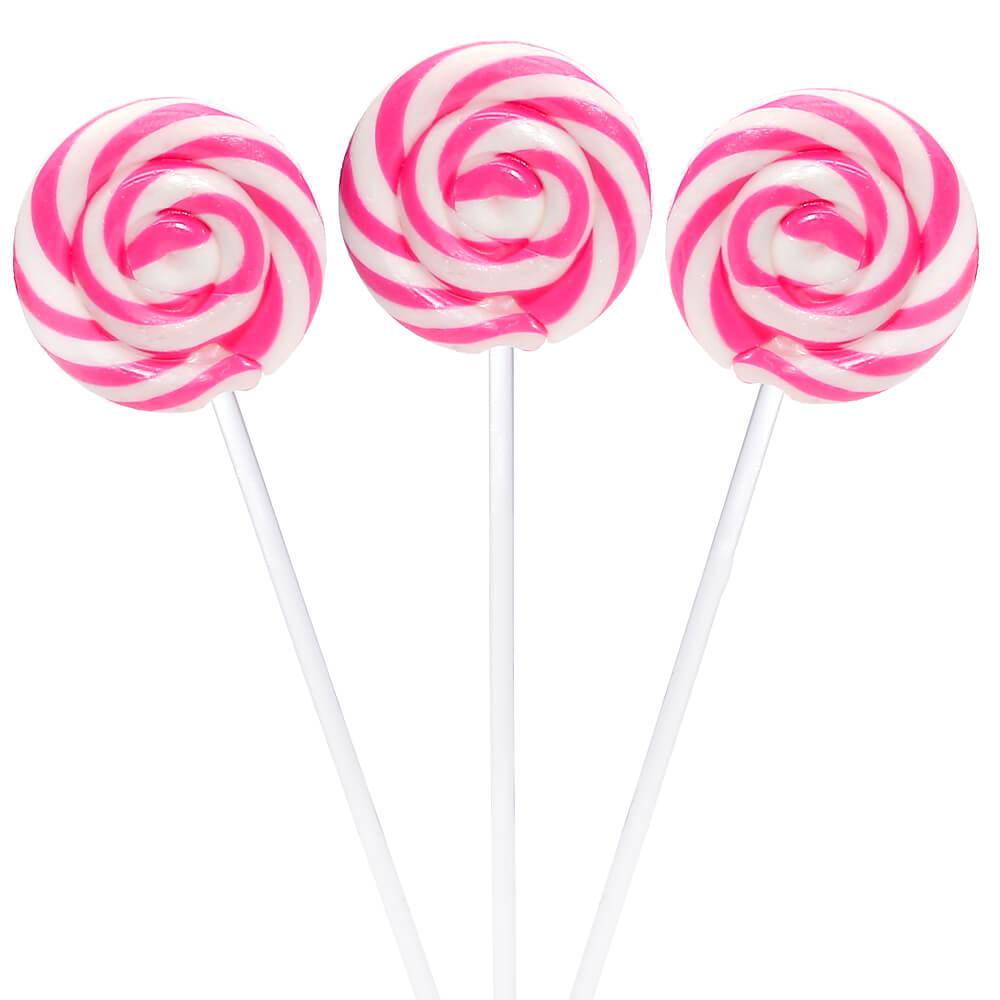 Swipple Pops Petite Swirl Ripple Lollipops - Pink Strawberry: 60-Piece Tub - Candy Warehouse