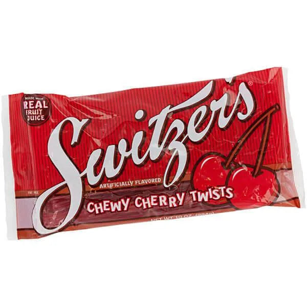 Switzer's Chewy Licorice Twists Cherry 8Ounce Bag Candy Warehouse