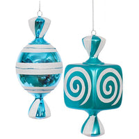 Teal Blue Large Candy Ornaments - 8 Inch: 2-Piece Box - Candy Warehouse