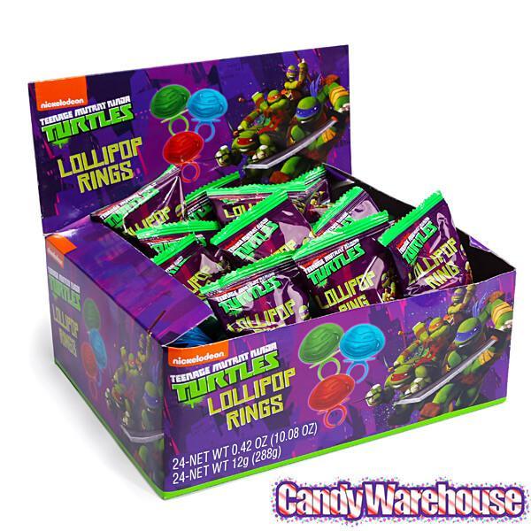 Teenage Mutant Ninja Turtles Lollipop Candy Rings: 24-Piece Display - Candy Warehouse