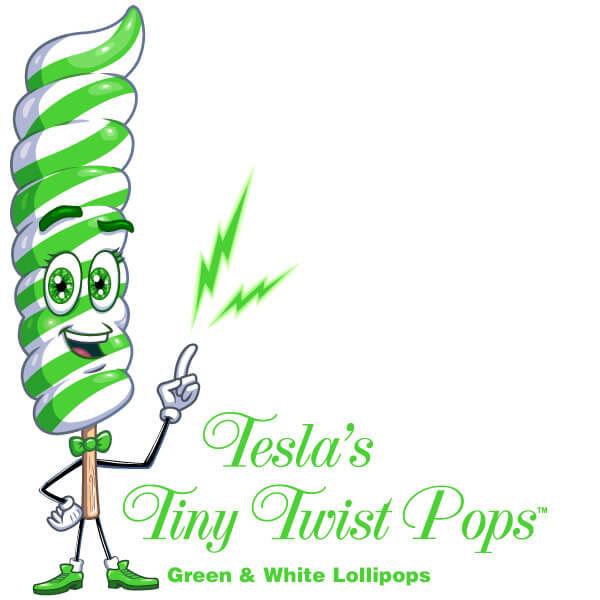 Tesla's Tiny Twist Pops - Lime: 48-Piece Jar - Candy Warehouse