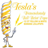 Tesla's Tremendously Tall 3-Ounce Twist Pops - Banana: 12-Piece Box - Candy Warehouse