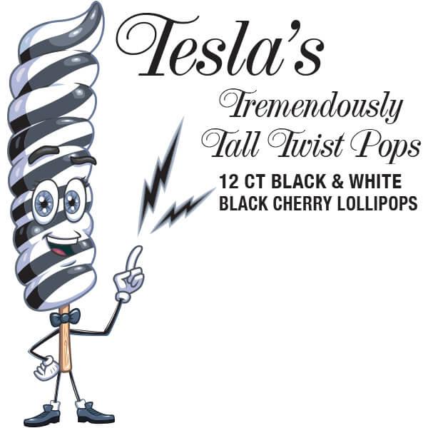 Tesla's Tremendously Tall 3-Ounce Twist Pops - Black Cherry: 12-Piece Box - Candy Warehouse