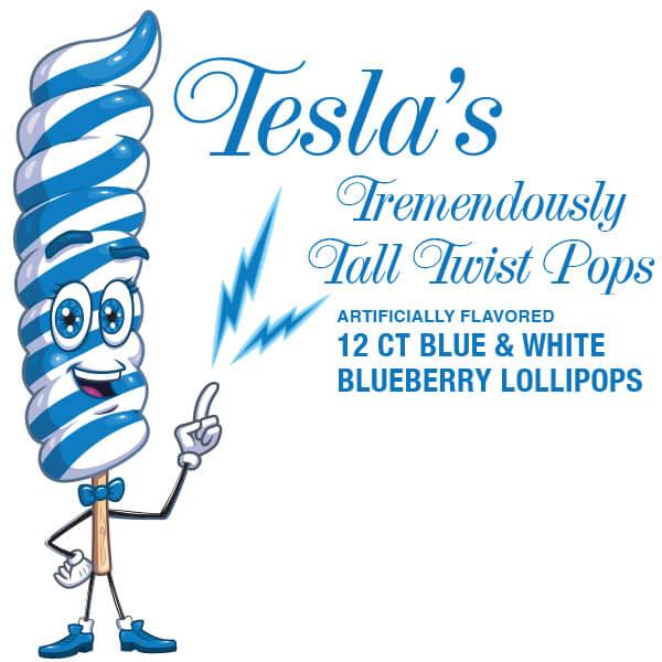 Tesla's Tremendously Tall 3-Ounce Twist Pops - Blueberry: 12-Piece Box - Candy Warehouse