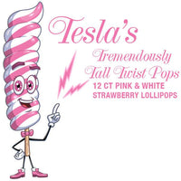 Tesla's Tremendously Tall 3-Ounce Twist Pops - Strawberry: 12-Piece Box - Candy Warehouse