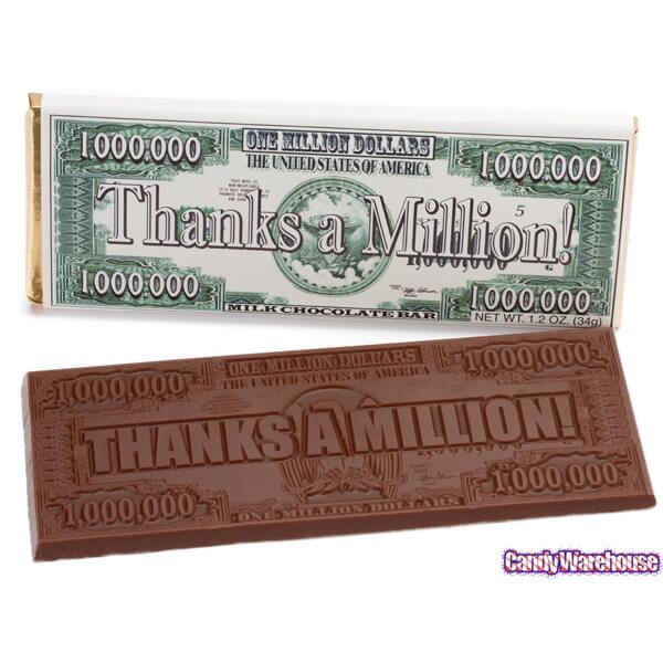 Thank You Million Dollar Chocolate Bars: 50-Piece Case - Candy Warehouse