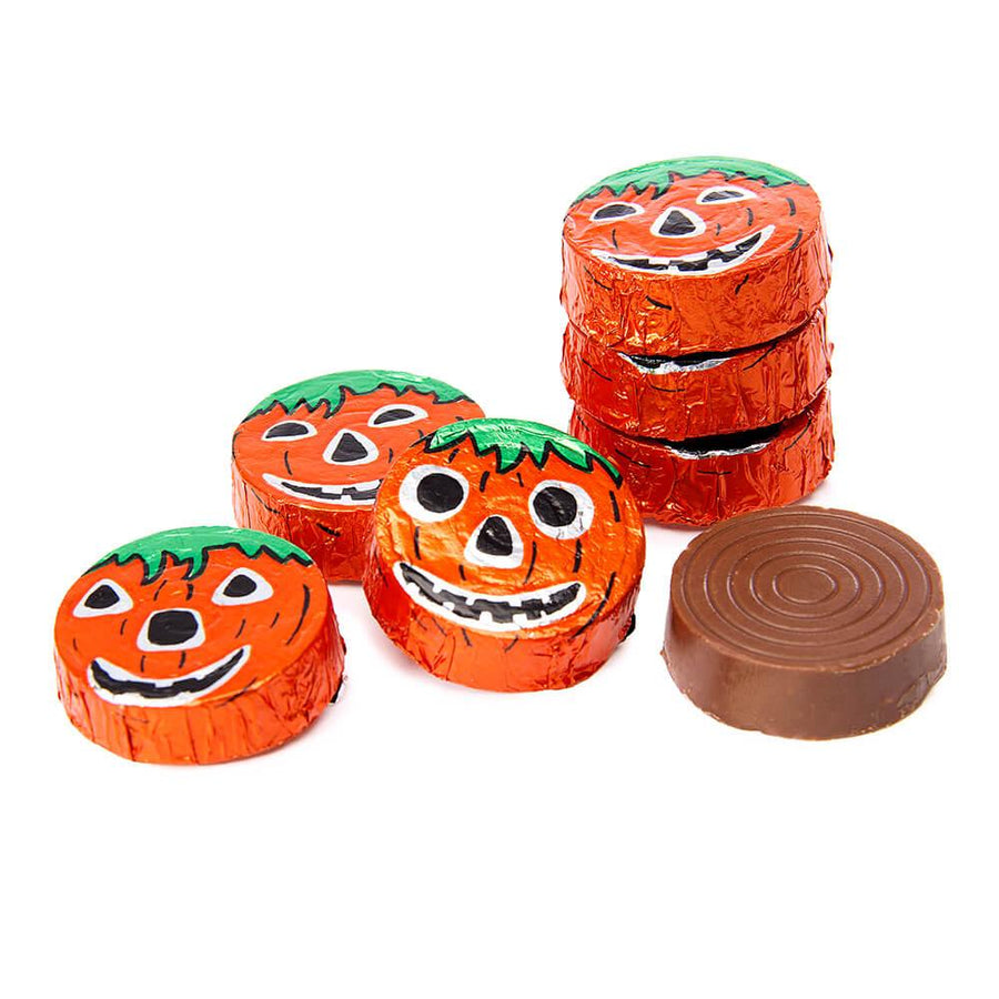 Thompson Foiled Crispy Milk Chocolate Halloween Pumpkin Discs: 5LB Bag - Candy Warehouse