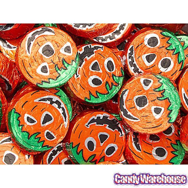 Thompson Foiled Crispy Milk Chocolate Halloween Pumpkin Discs: 5LB Bag - Candy Warehouse