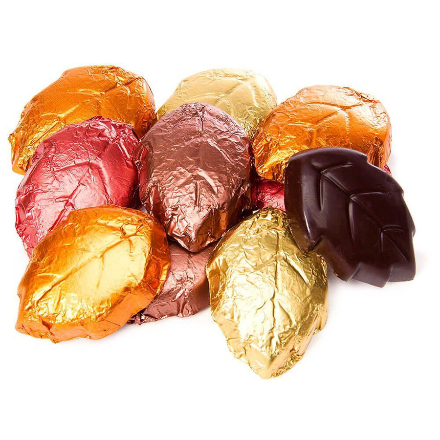 Thompson Foiled Dark Chocolate Autumn Leaves Candy: 5LB Bag - Candy Warehouse