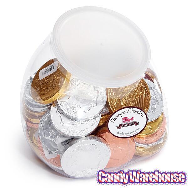 Thompson Foiled Extra Large Milk Chocolate Coins: 72-Piece Tub - Candy Warehouse