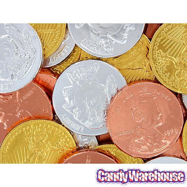 Thompson Foiled Extra Large Milk Chocolate Coins: 72-Piece Tub - Candy Warehouse