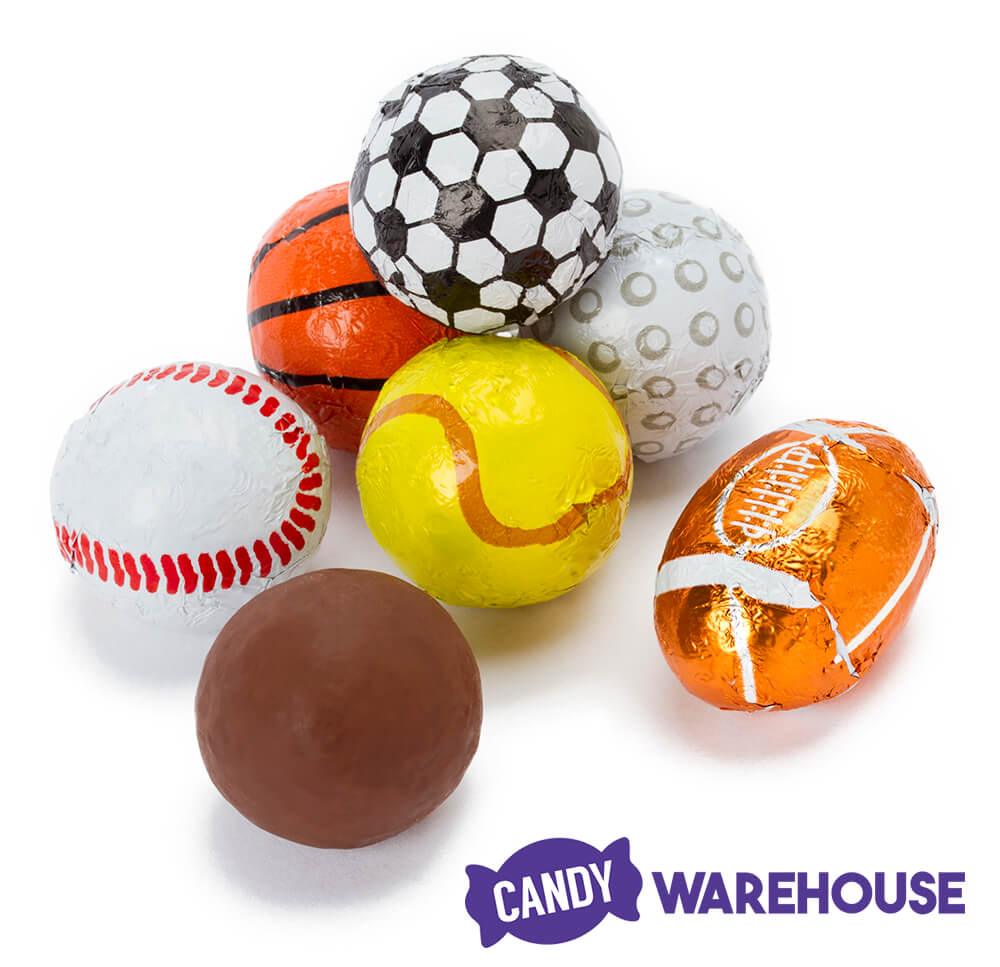 Thompson Foiled Milk Chocolate Sports Balls - Assortment: 5LB Bag - Candy Warehouse