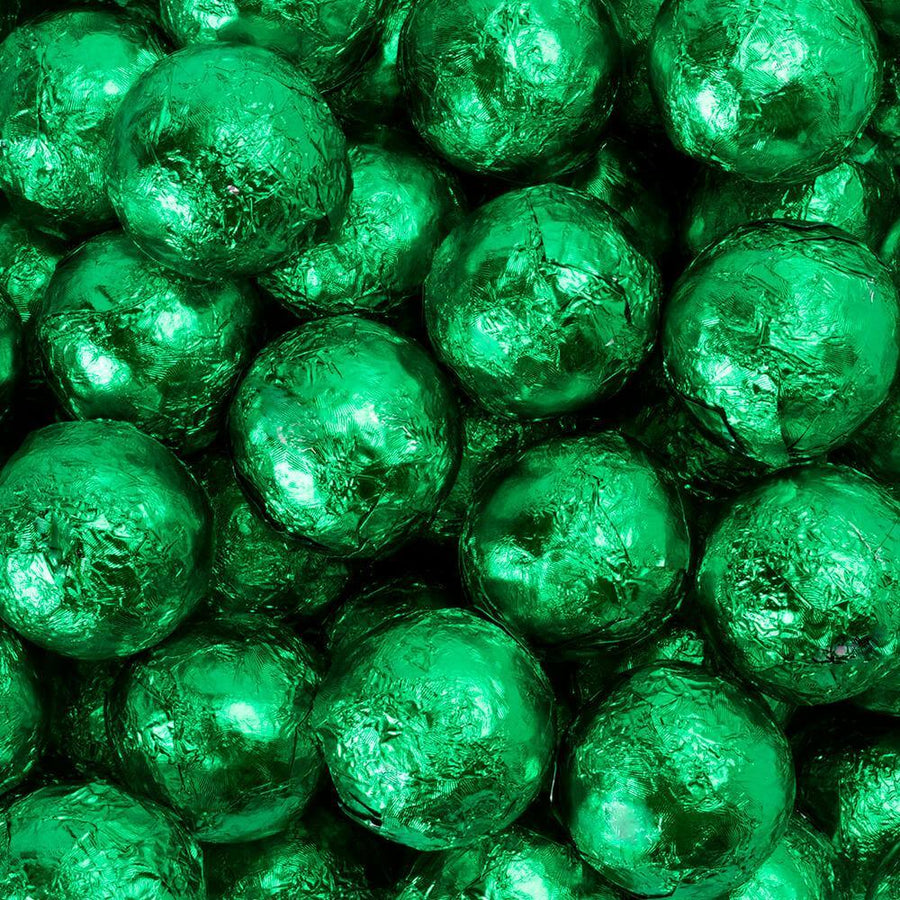 Thompson Green Foiled Milk Chocolate Balls: 5LB Bag - Candy Warehouse