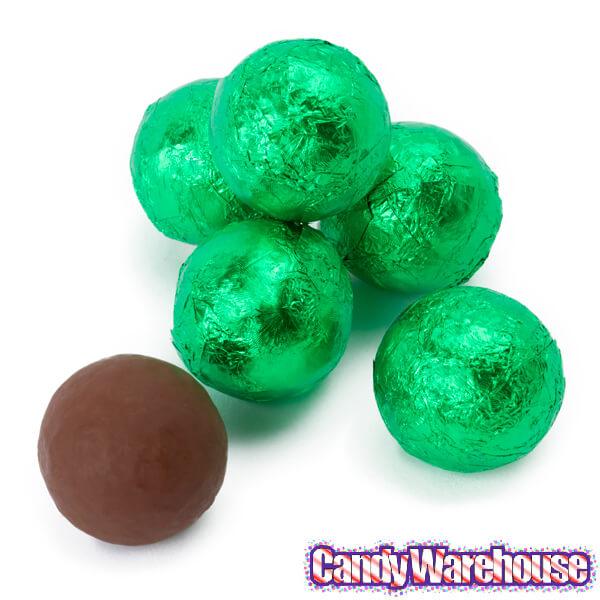 Thompson Green Foiled Milk Chocolate Balls: 5LB Bag - Candy Warehouse