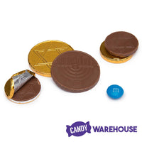 Thompson Hanukkah Gelt Gold Foiled Milk Chocolate Coins 1-Ounce Mesh Bags: 30-Piece Tub - Candy Warehouse