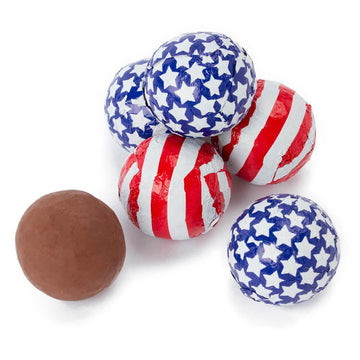 Thompson Patriotic USA Stars & Stripes Foiled Chocolate Balls: 5LB Bag - Candy Warehouse