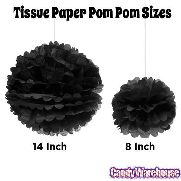 Tissue Paper 14-Inch Pom Pom - Black - Candy Warehouse