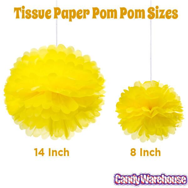 Tissue Paper 14-Inch Pom Pom - Yellow - Candy Warehouse