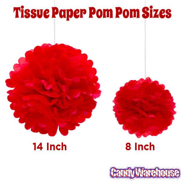 Tissue Paper 8-Inch Pom Pom - Red - Candy Warehouse