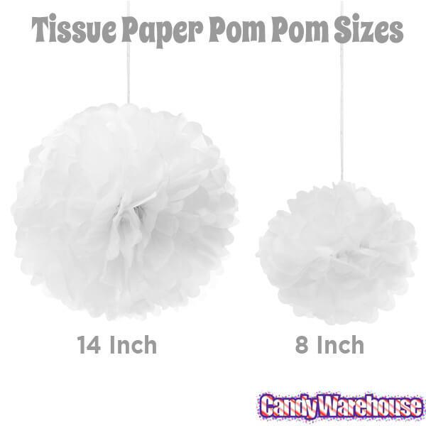Tissue Paper 8-Inch Pom Pom - White - Candy Warehouse
