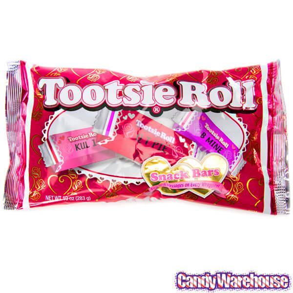 Tootsie Roll Valentine Snack Bars Candy: 10-Ounce Bag - Candy Warehouse