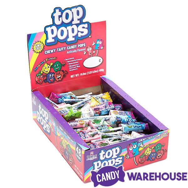 Top Pop Chewy Taffy Candy Suckers: 48-Piece Box - Candy Warehouse