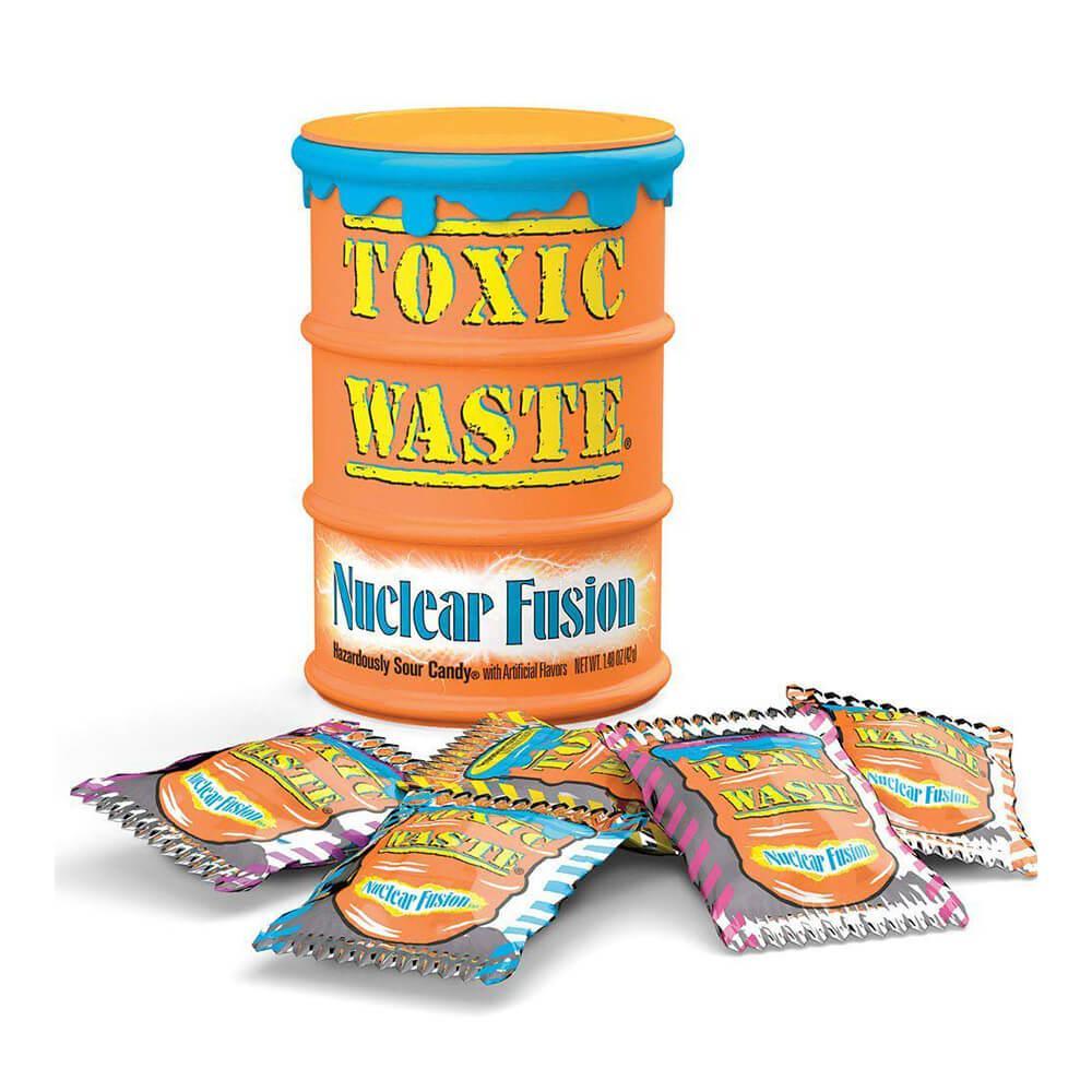 Toxic Waste Nuclear Fusion Sour Candy Drums: 12-Piece Box - Candy Warehouse