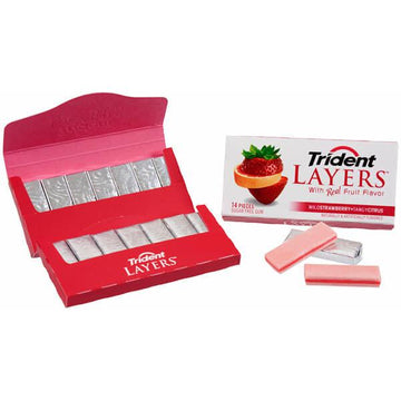 Trident Layers Gum Packs - Strawberry & Citrus: 10-Piece Box - Candy Warehouse