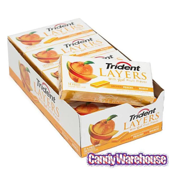 Trident Layers Sugar Free Gum Packs Peach Mango 12Piece Box Candy