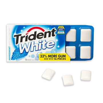 Trident White Peppermint Sugar Free Gum Packs: 12-Piece Box - Candy Warehouse
