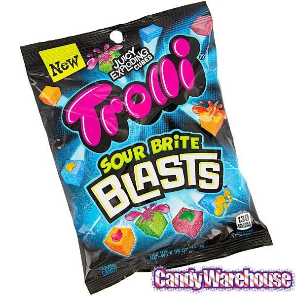 Trolli Sour Brite Blasts Gummy Juicy Exploding Candy Cubes 3LB Box