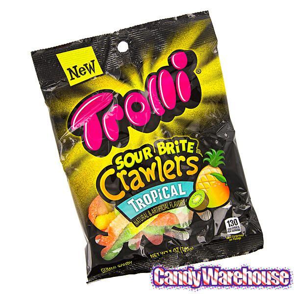 Trolli Sour Brite Crawlers Gummy Worms Candy - Tropical: 3.75LB Box - Candy Warehouse