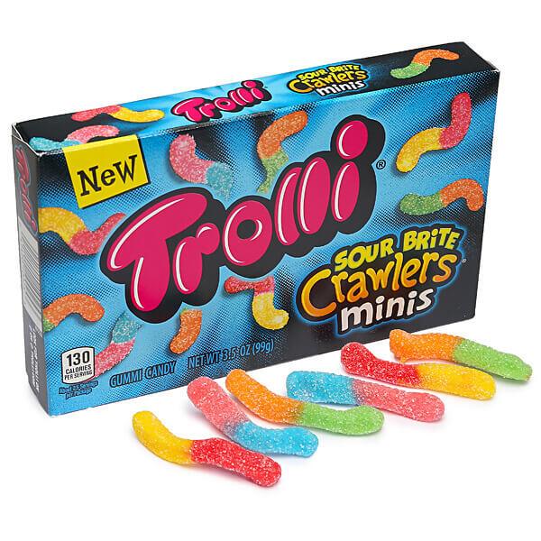 Trolli Sour Brite Crawlers Minis Gummy Worms 3.5-Ounce Packs: 12-Piece Box - Candy Warehouse