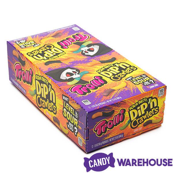 Trolli Sour Brite Dip'N Crawlers Gummy Worms Halloween Candy Packs: 12-Piece Box - Candy Warehouse