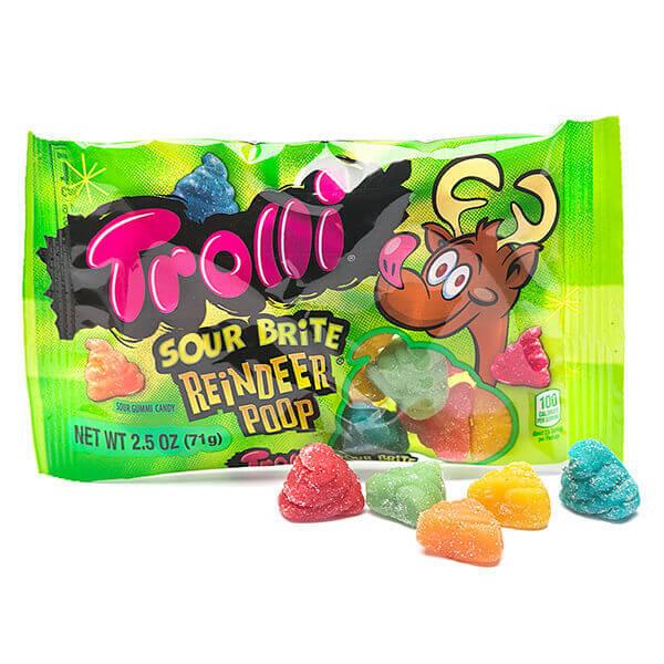 Trolli Sour Brite Gummy Reindeer Poop Candy: 2.5-Ounce Bag - Candy Warehouse