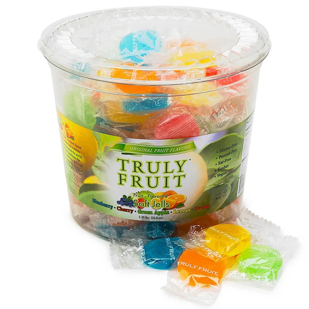 Truly Fruit Soft Jell Candy Discs 100Piece Tub Candy Warehouse