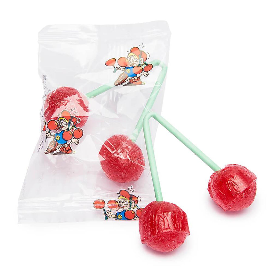 Twin Cherry Lollipops: 48-Piece Tub - Candy Warehouse
