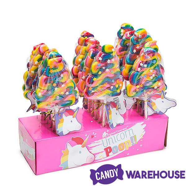 Unicorn Poop Rainbow Swirl Lollipops: 18-Piece Display - Candy Warehouse